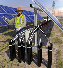 Illustration showcasing solar farm electrical services