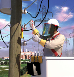 Illustration showcasing pole line distribution electrical services